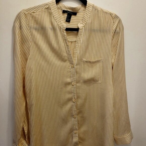 Forever 21 woman yellow long sleeve striped shirt - Picture 1 of 6